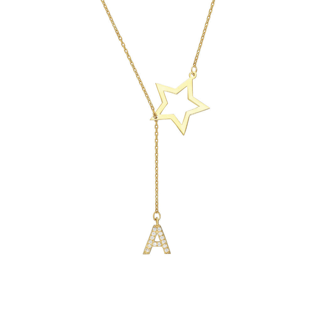 FREISTEHENDE STERN BUCHSTABENKETTE aus 925 Silber - Eleganter Halskette - AURIME