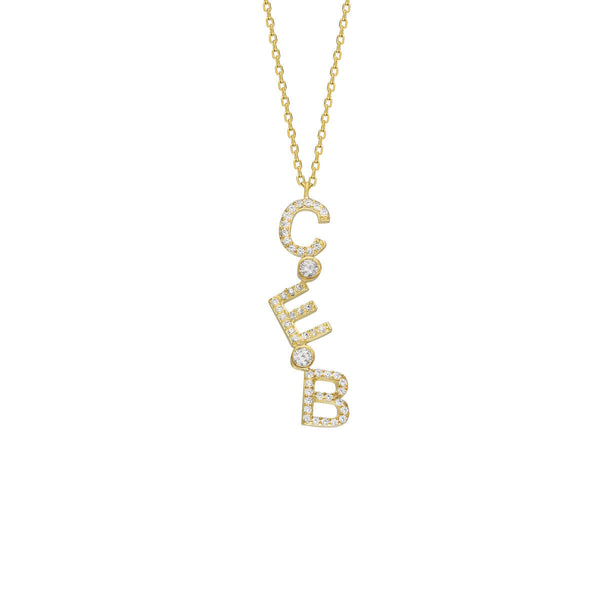 CHOCKER SENKRECHT ZIRKONIA BUCHSTABENKETTE aus 925 Silber - Eleganter Halskette - AURIME