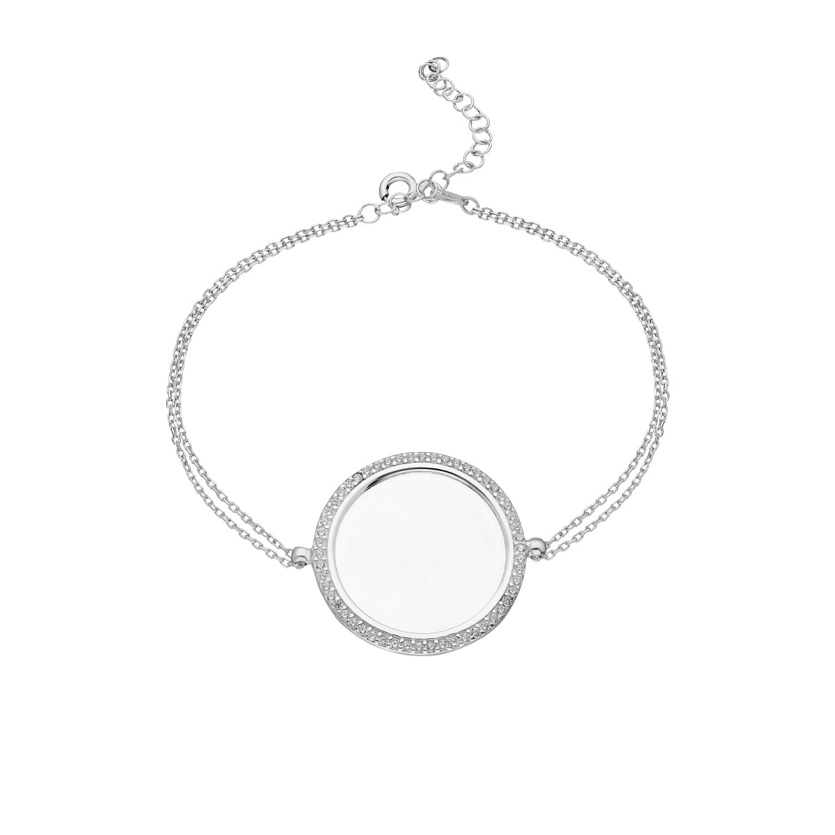 ZIRKONIA PLÄTTCHEN GRAVURARMBAND aus 925 Silber - Eleganter Armband - AURIME