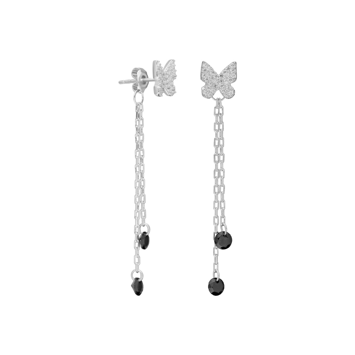 SCHWARZE SCHMETTERLING OHRRINGE aus 925 Silber - Eleganter Ohrringe - AURIME