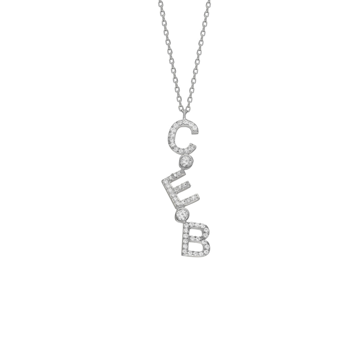 CHOCKER SENKRECHT ZIRKONIA BUCHSTABENKETTE aus 925 Silber - Eleganter Halskette - AURIME