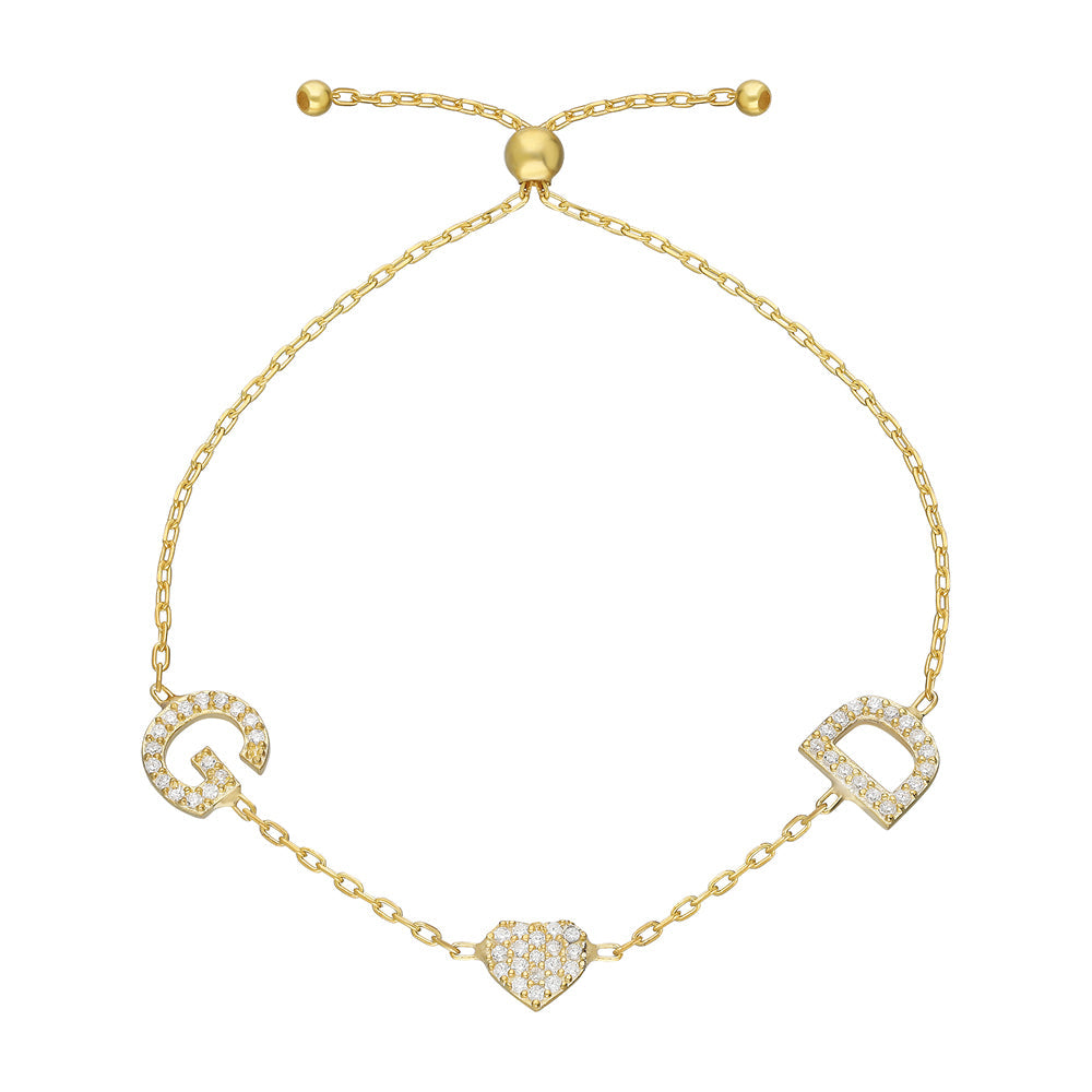 DUO INITIALEN HEART BRACELET | 925 SILBER