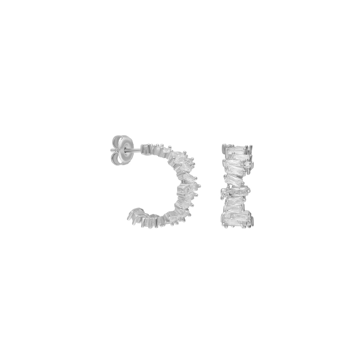 BAGUETTE CROSS OHRRING aus 925 Silber - Eleganter Ohrringe - AURIME
