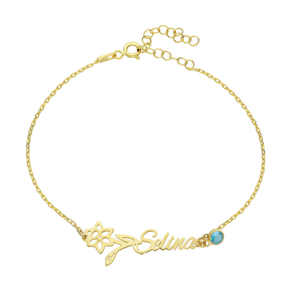 GEBURTSBLUMEN ARMKETTE aus 925 Silber - Eleganter Halskette - AURIME