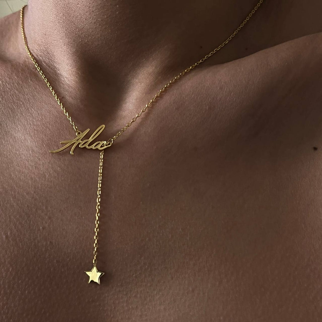 NAMENSKETTE MIT HÄNGEND SYMBOLE II aus 925 Silber - Eleganter Halskette - AURIME