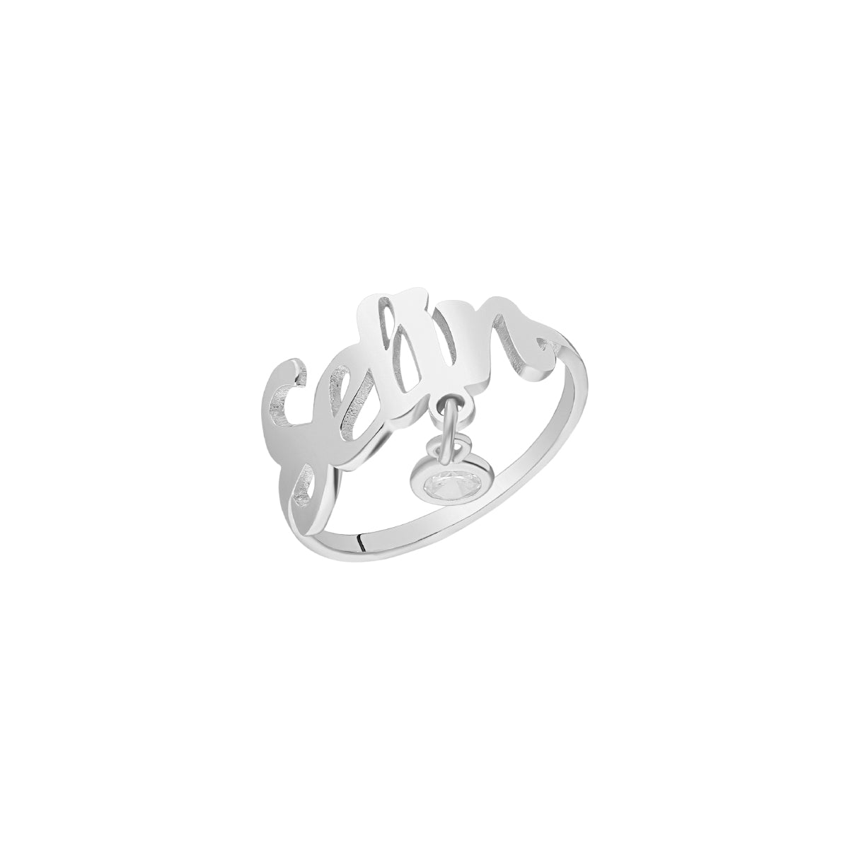 NAMENSRING MIT ZIRKONIA STEIN aus 925 Silber - Eleganter Ring - AURIME