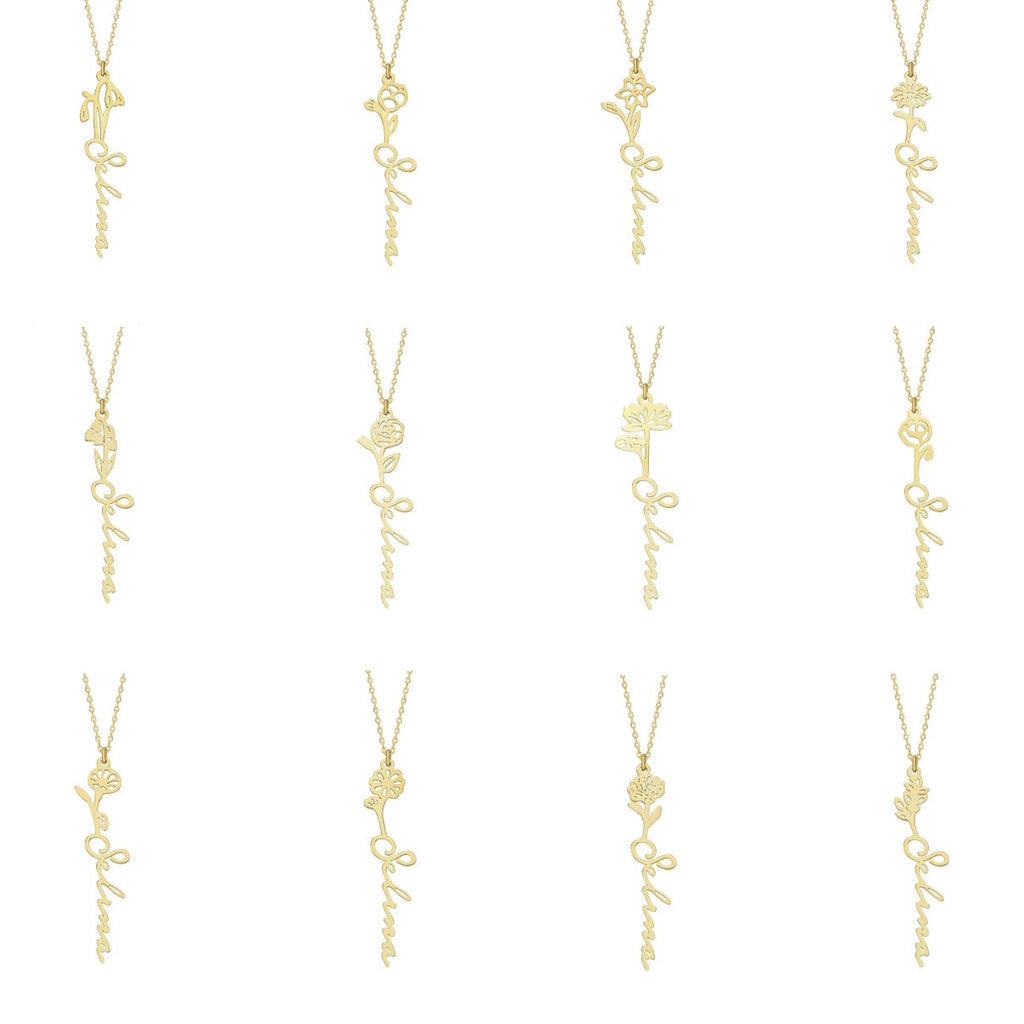 PERSONALISIERTE GEBURTSBLUMEN aus 925 Silber - Hochwertiger Schmuck - AURIME