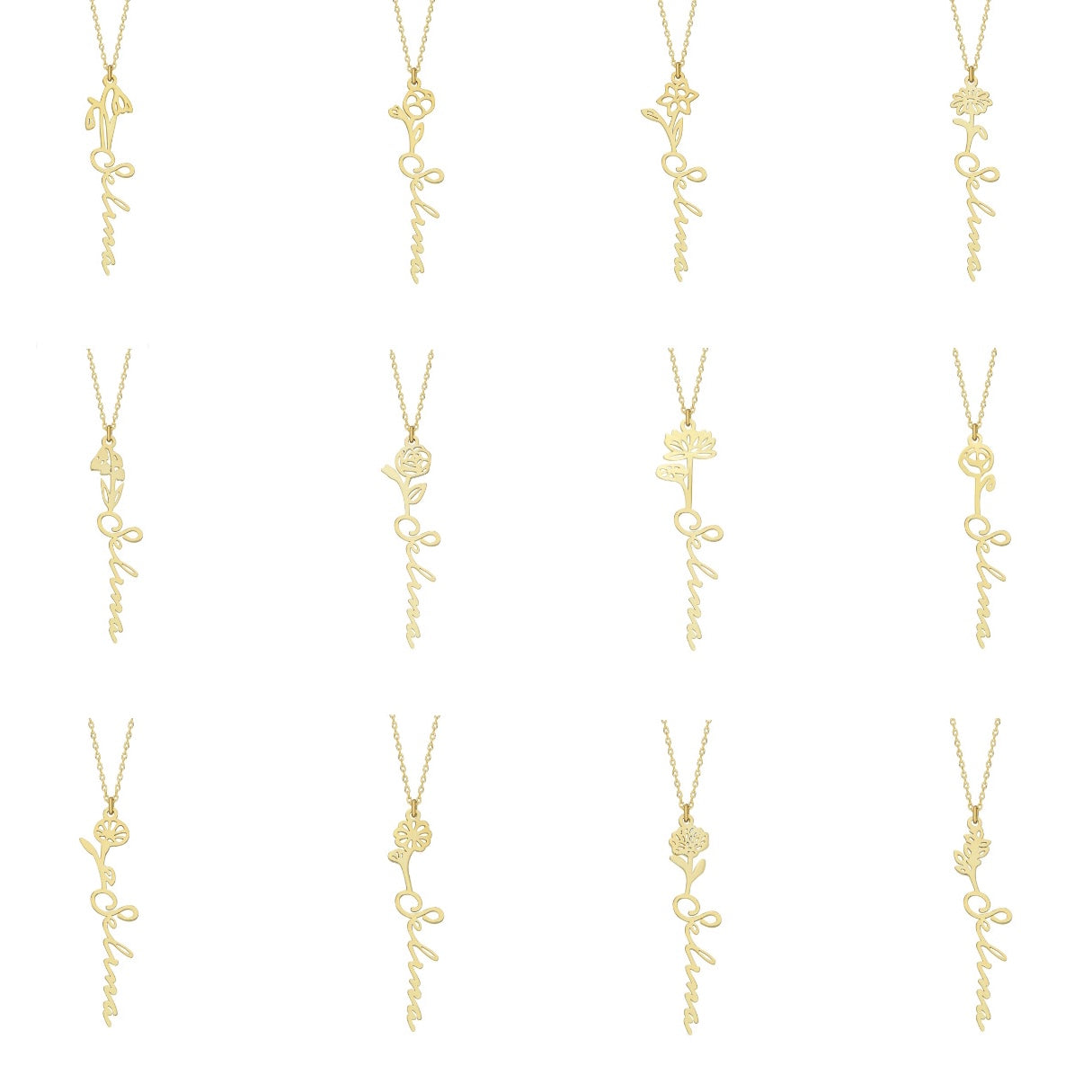 PERSONALISIERTE GEBURTSBLUMEN aus 925 Silber - Hochwertiger Schmuck - AURIME