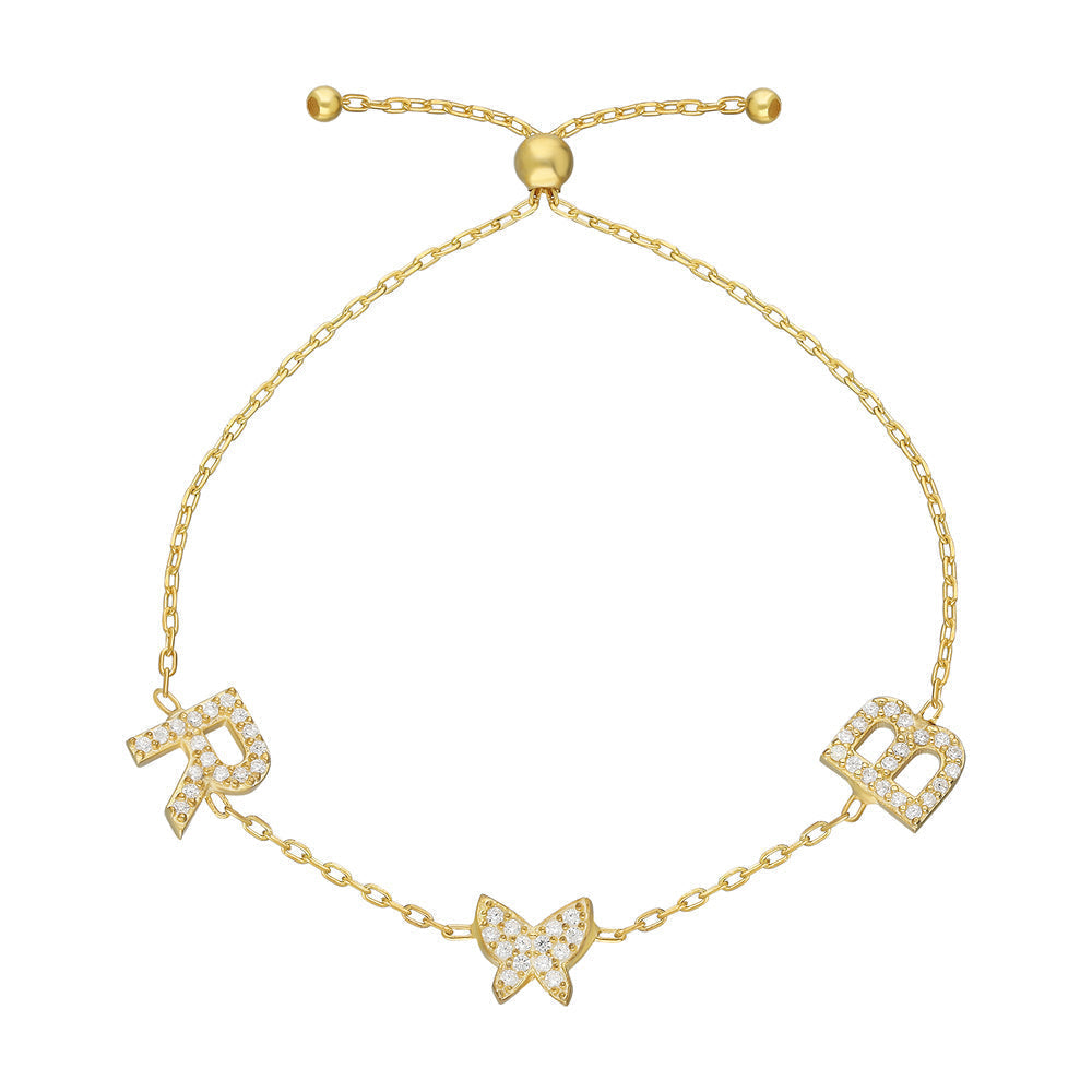DUO INITIALEN BUTTERFLY BRACELET aus 925 Silber - Hochwertiger Schmuck - AURIME