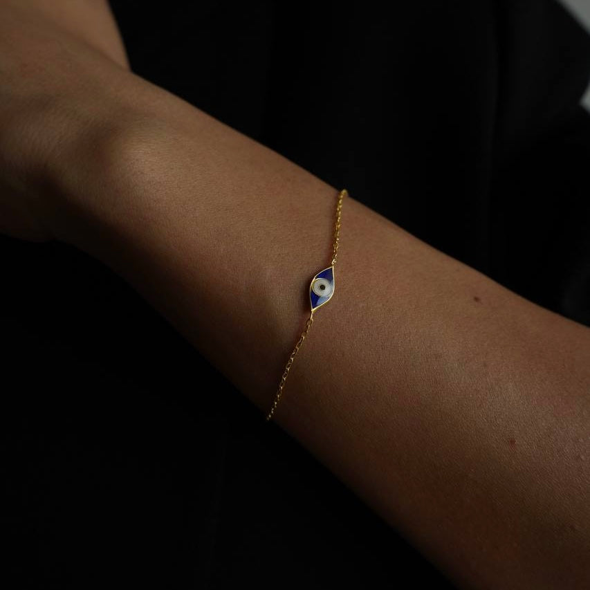 BLAUE MINI EYE ARMKETTE - 925 SILBER aus 925 Silber - Eleganter Halskette - AURIME