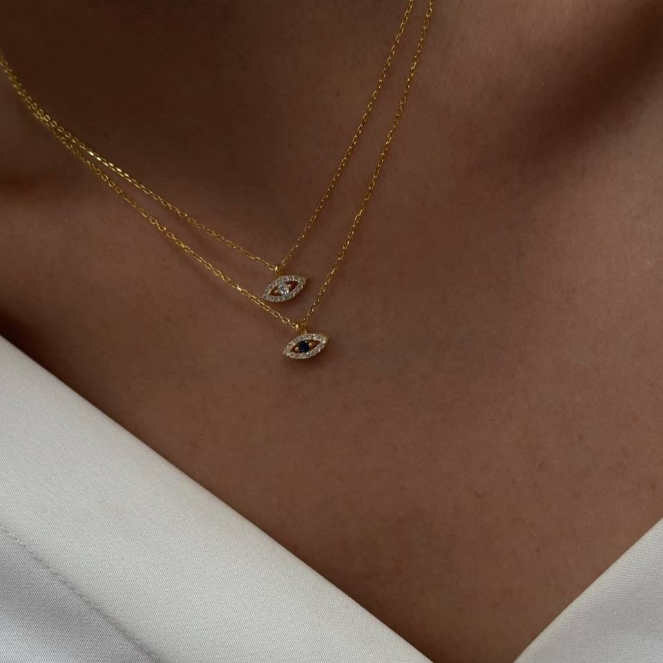 MINI ZIRKON AUGEN HALSKETTE aus 925 Silber - Eleganter Halskette - AURIME