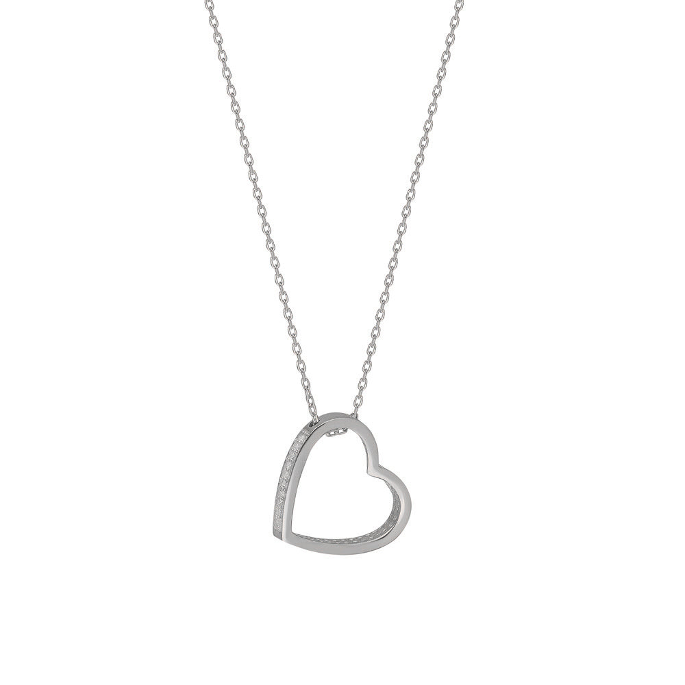 HERZKETTE MIT ZIRKONIA II aus 925 Silber - Eleganter Halskette - AURIME