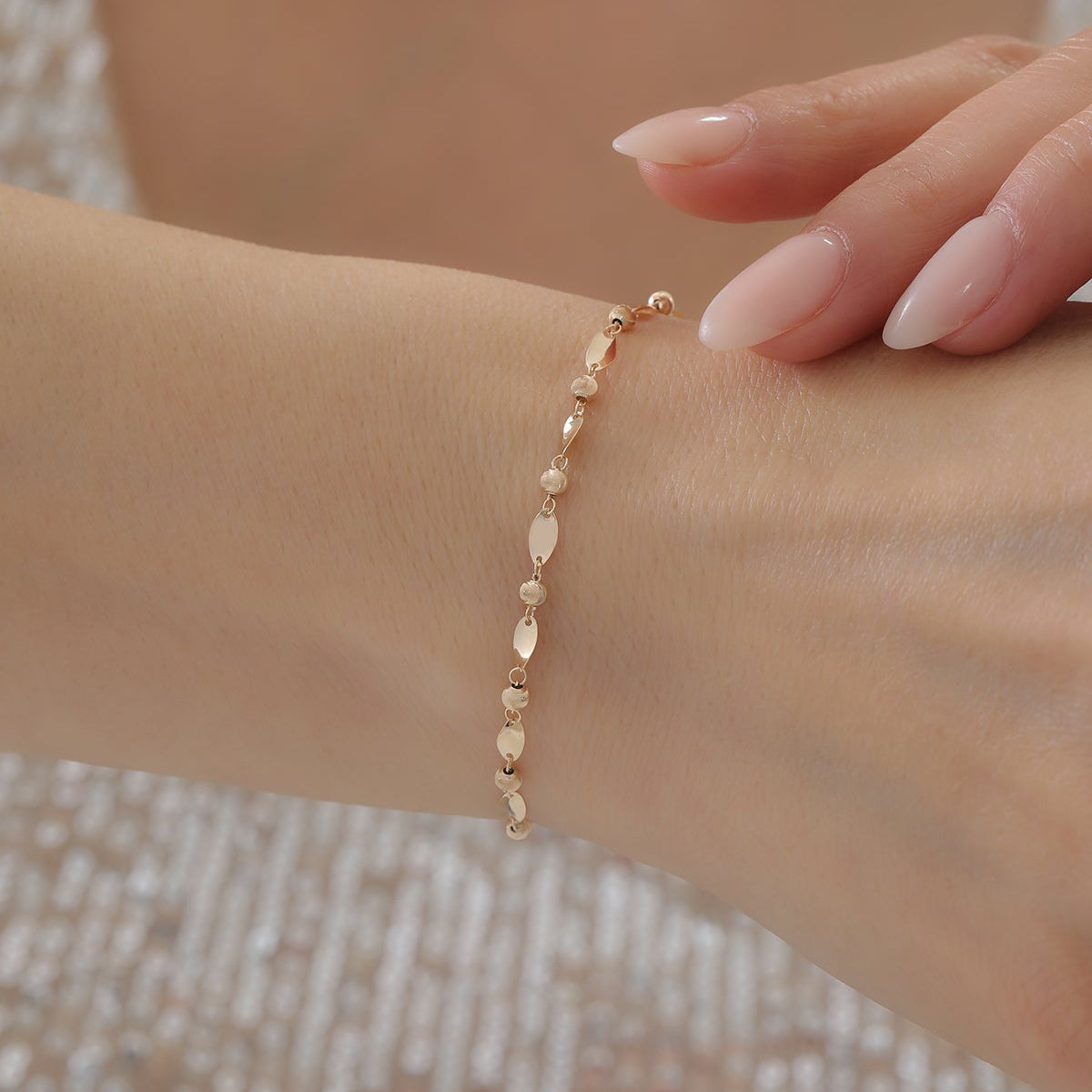 DORICA KUGEL MIT SPIEGELKETTE ARMKETTE | 14K GOLD