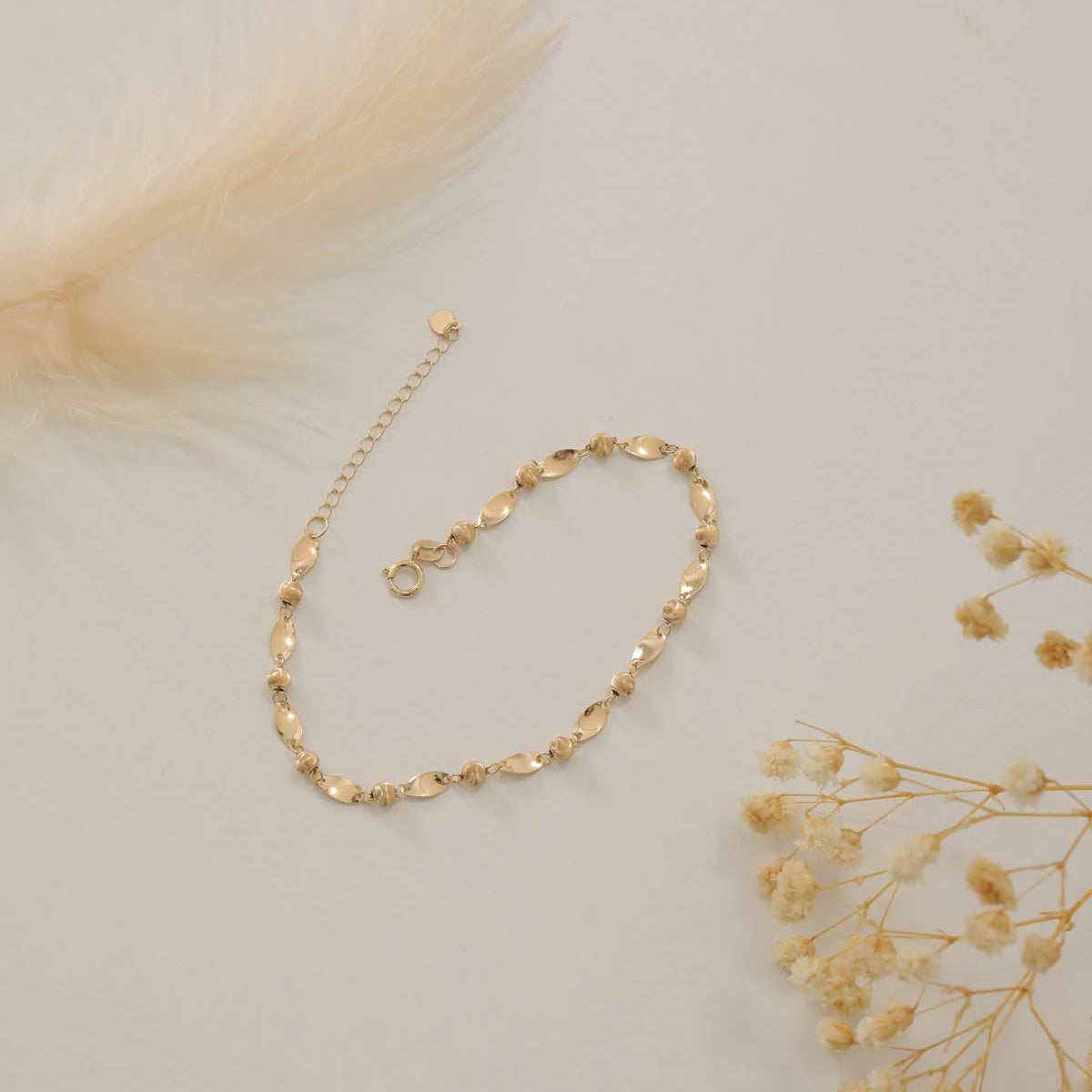 DORICA KUGEL MIT SPIEGELKETTE ARMKETTE | 14K GOLD