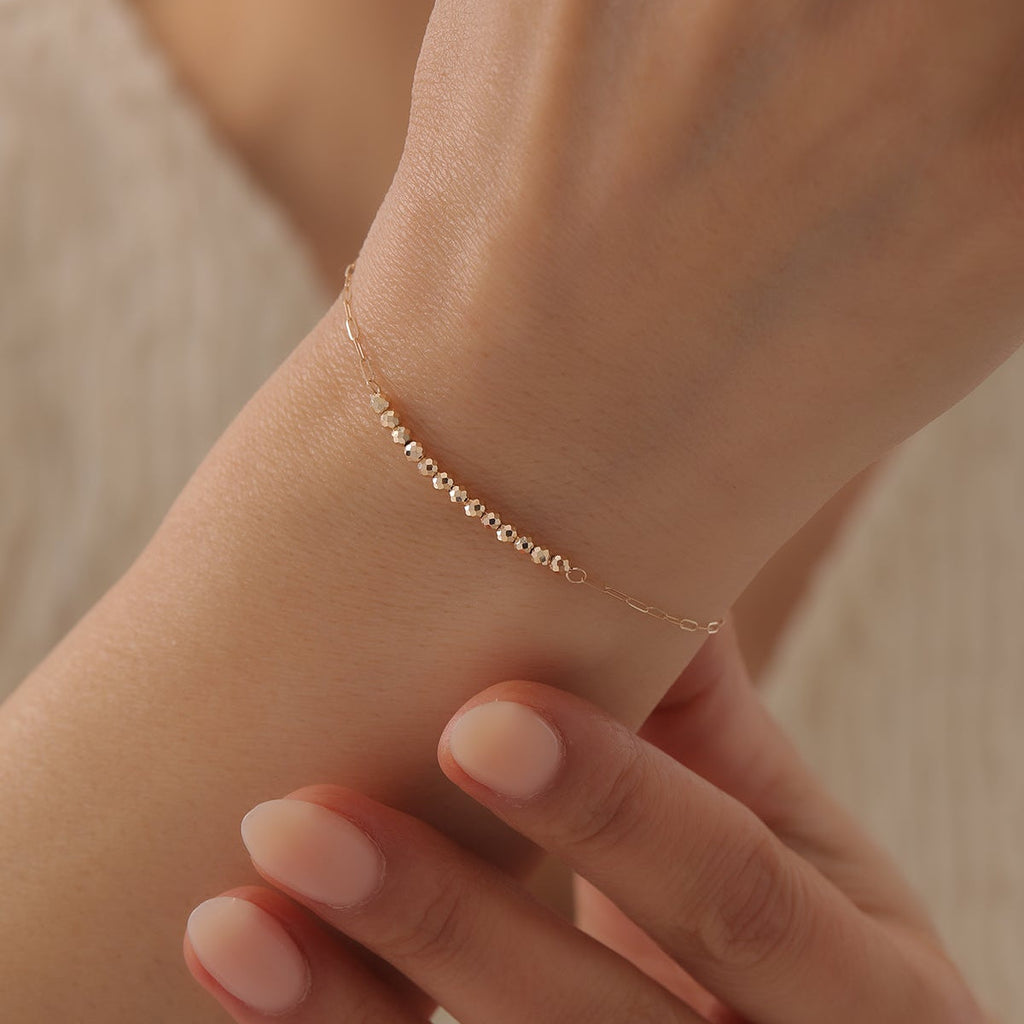 GLÄNZENDE DORICA MINI KLAMMER-KETTE MIT ZWISCHENKETTE ARMKETTE | 14K GOLD