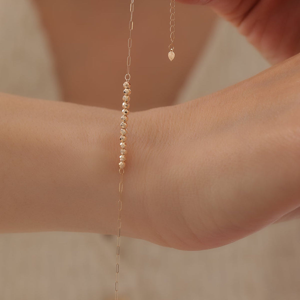 GLÄNZENDE DORICA MINI KLAMMER-KETTE MIT ZWISCHENKETTE ARMKETTE | 14K GOLD