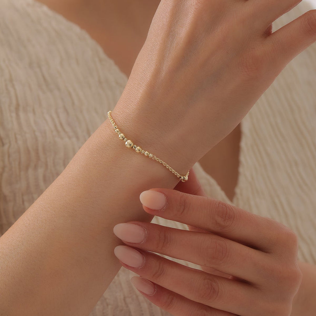 ARMBAND MIT DORIKA-KUGELN UND SEILKETTEN-DESIGN | 14K GOLD