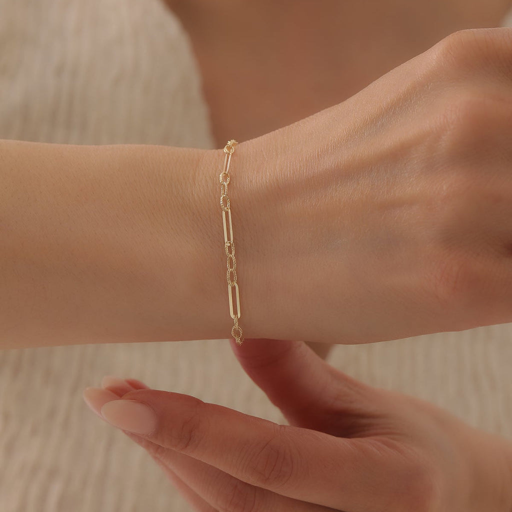 GLÄNZENDE KLAMMER-KETTE (CLIP-KETTE) ARMKETTE | 14K GOLD