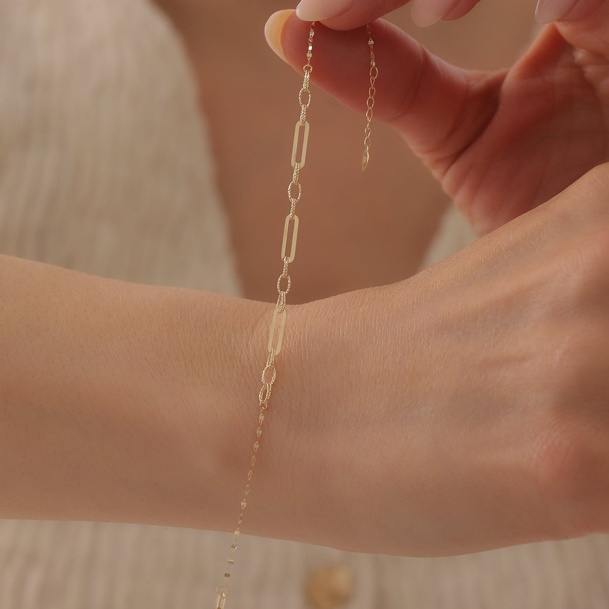 GLÄNZENDE KLAMMER-KETTE (CLIP-KETTE) ARMKETTE | 14K GOLD