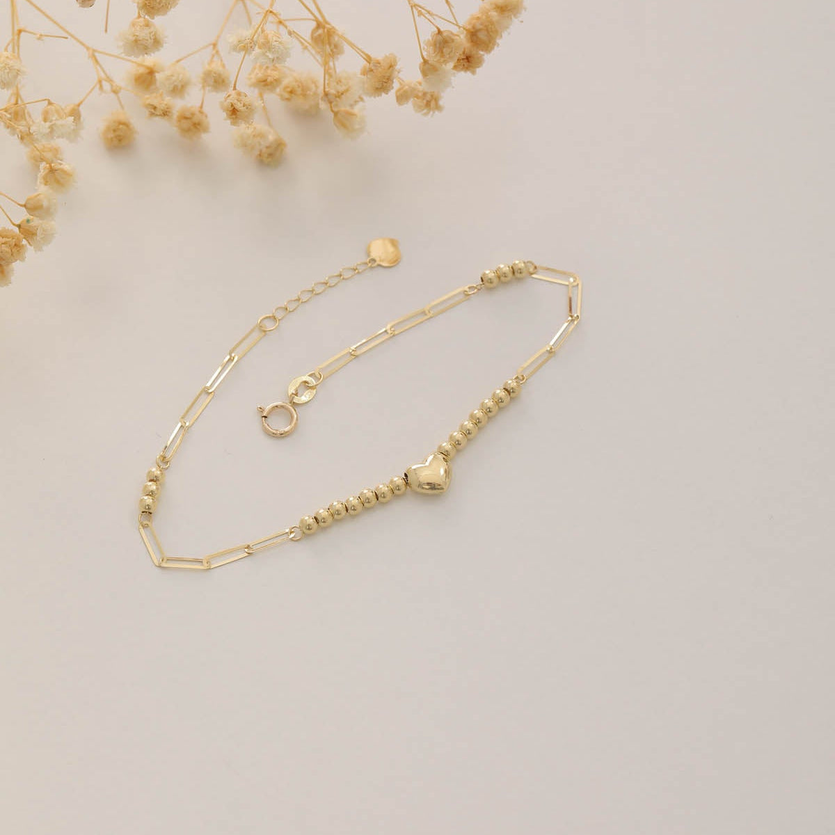 BÜROKLAMMER MIT KLEINEM HERZDETAIL ARMKETTE | 14K GOLD
