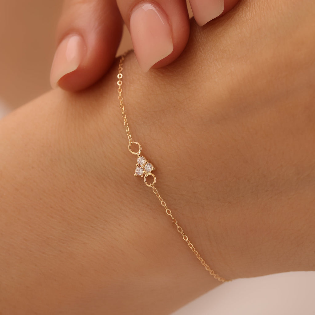 MINIMALISTISCHE DREISTEIN-ZARFET ARMKETTE | 14K GOLD