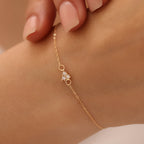 MINIMALISTISCHE DREISTEIN-ZARFET ARMKETTE | 14K GOLD