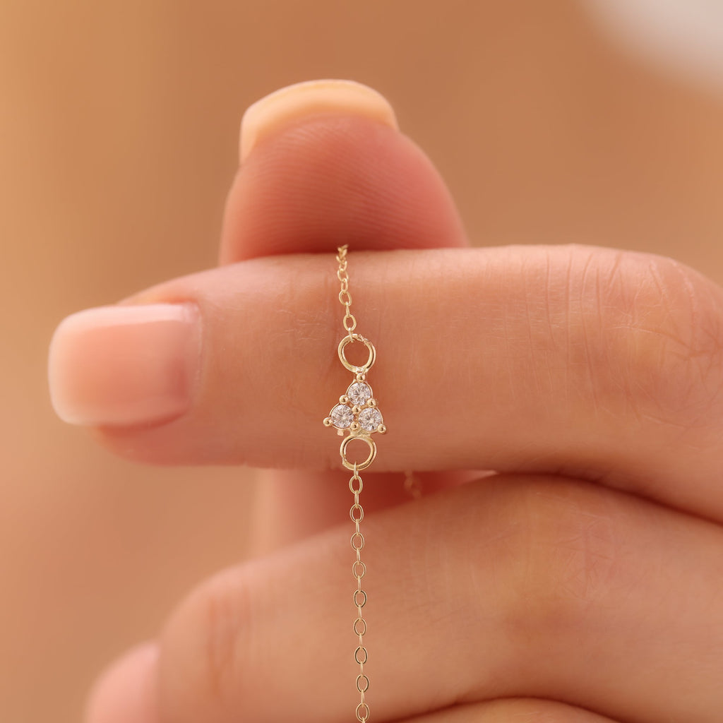 MINIMALISTISCHE DREISTEIN-ZARFET ARMKETTE | 14K GOLD