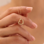 SEITLICH HOHLHERZ HALSKETTE | 14K GOLD