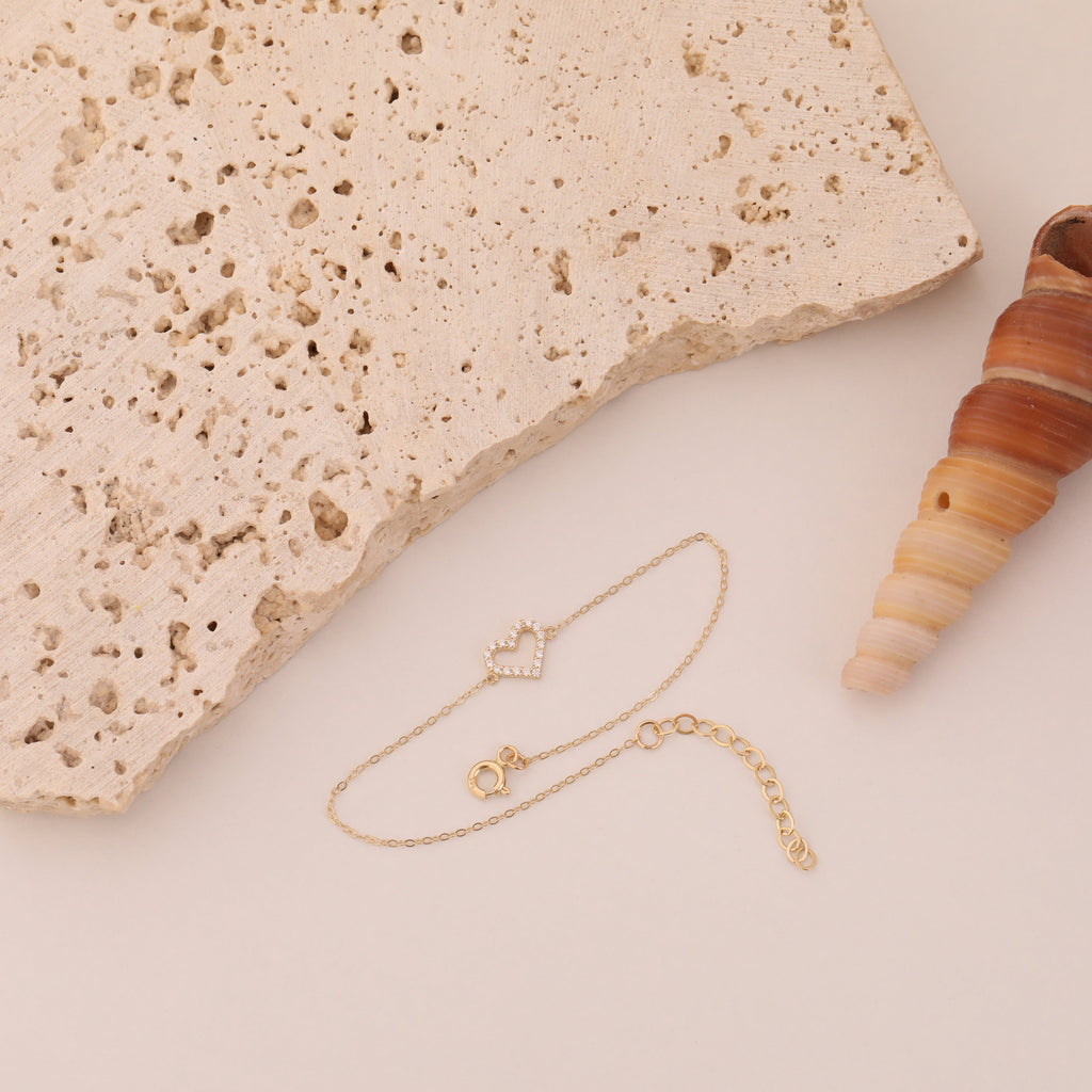 MINIMALES STEINHERZ ARMKETTE | 14K GOLD