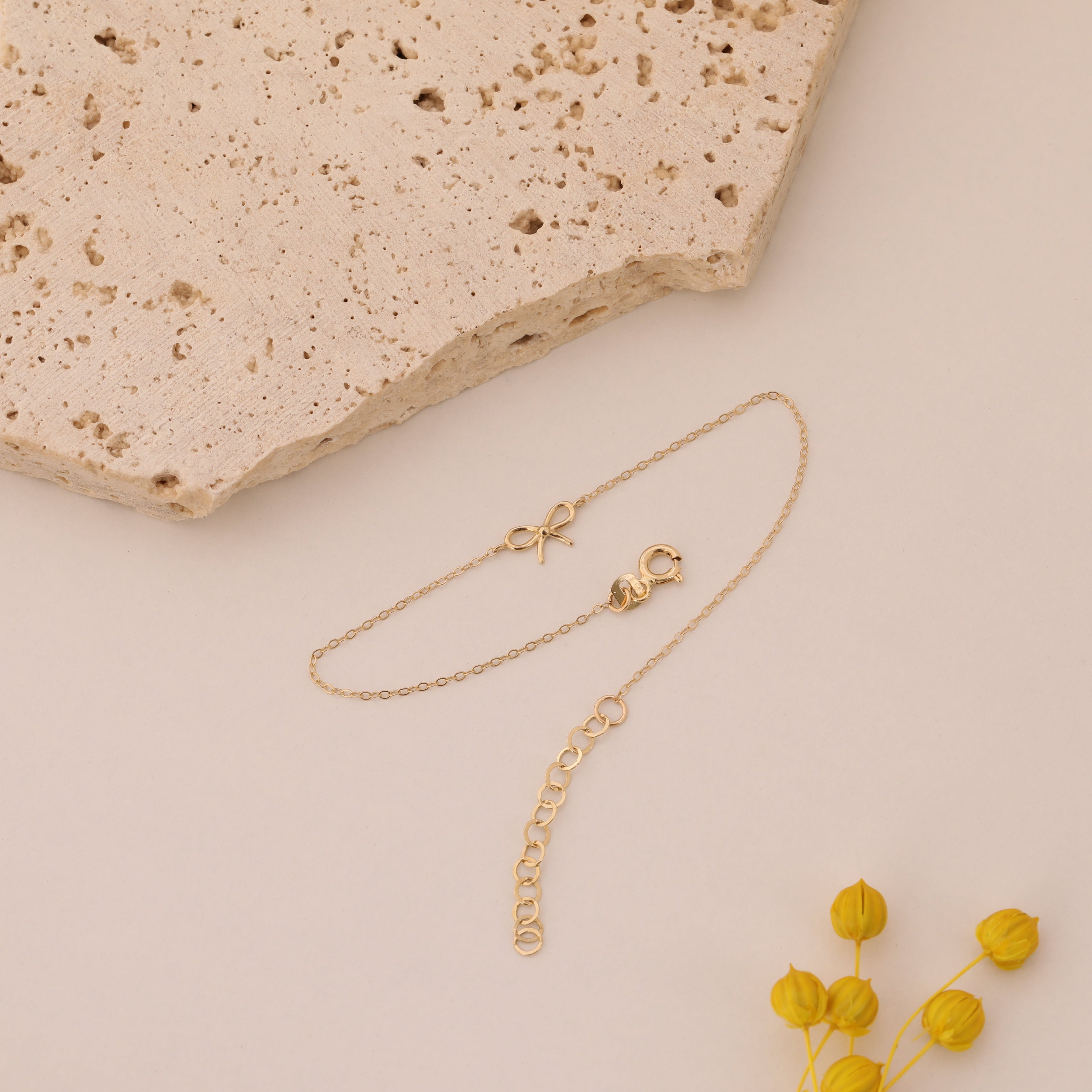 MINIMALISTISCHE SCHLEIFEN-ARMBANDKORDEL ARMKETTE | 14K GOLD