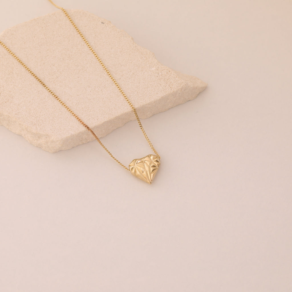 DIAMANTGESCHNITTENES HERZ DESIGN HALSKETTE | 14K GOLD