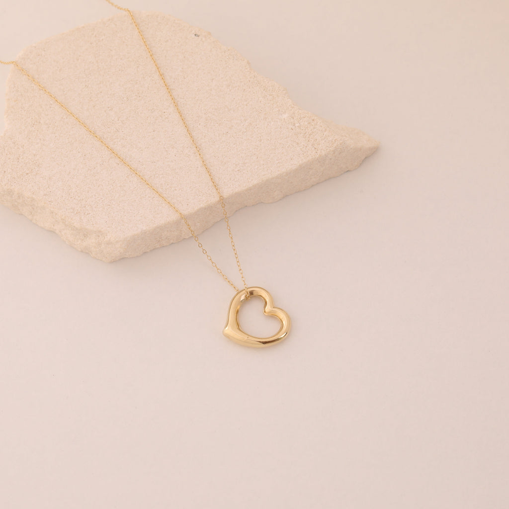 SEITLICH HOHLHERZ HALSKETTE | 14K GOLD