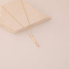 DREI-STEINE ELEGANTE FEINE LINIE HALSKETTE | 14K GOLD
