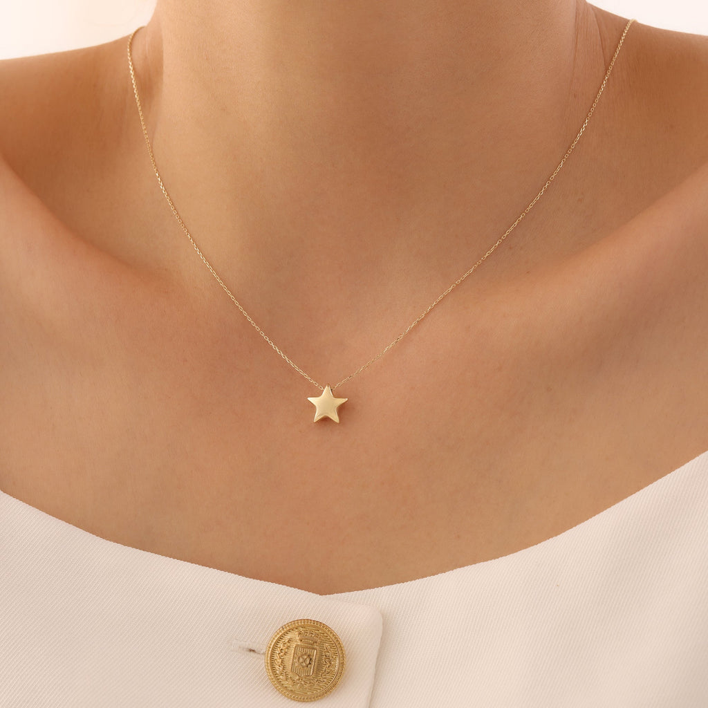 GEWÖLBTE STERN HALSKETTE | 14K GOLD