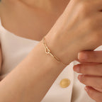 HOHLES HERZ-BÜROKLAMMER-ARMBAND ARMKETTE | 14K GOLD