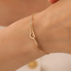 HOHLES HERZ-BÜROKLAMMER-ARMBAND ARMKETTE | 14K GOLD