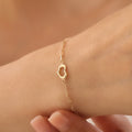 MINI BÜROKLAMMER-ARMBAND MIT HOHLEM HERZ ARMKETTE | 14K GOLD