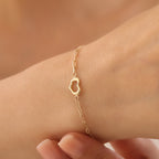MINI BÜROKLAMMER-ARMBAND MIT HOHLEM HERZ ARMKETTE | 14K GOLD