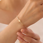 GEWÖLBTER HERZ-BÜROKLAMMER-ARMKETTE | 14K GOLD