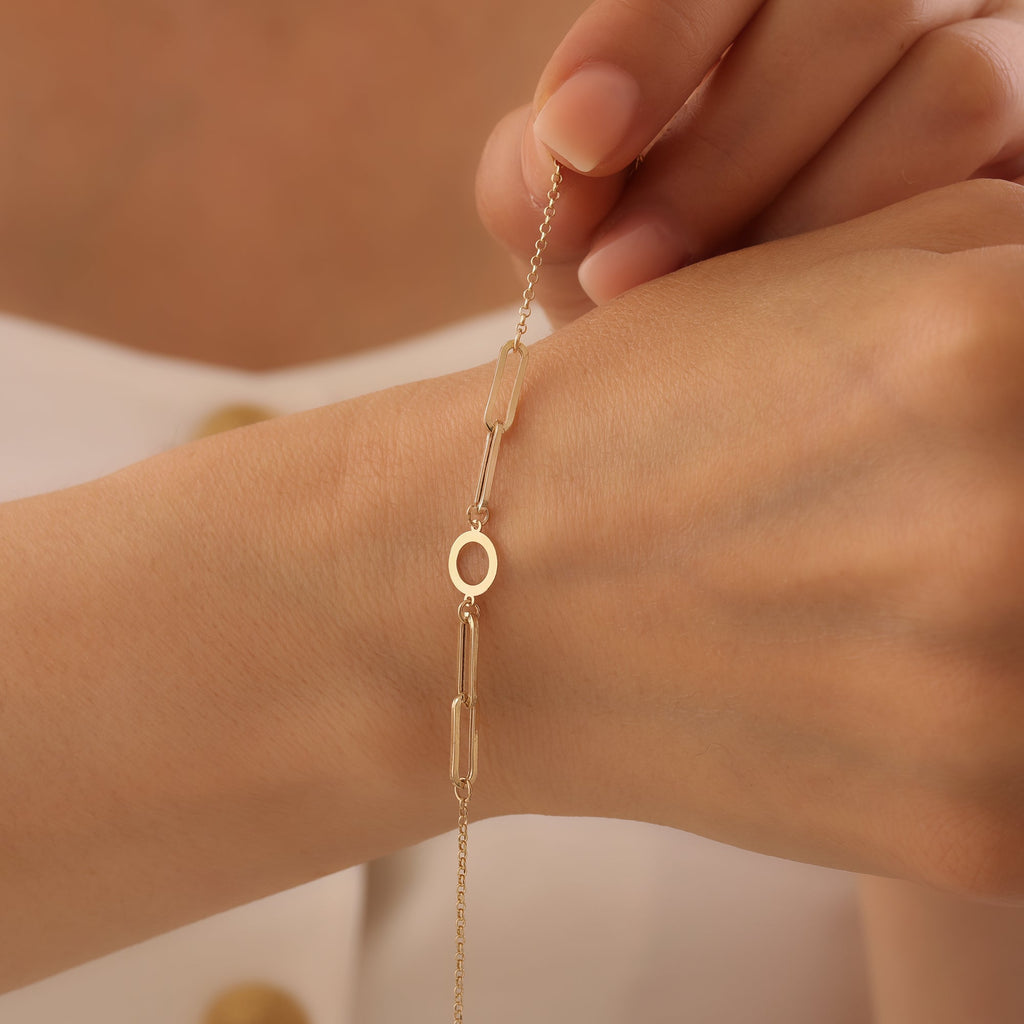 RUNDER BÜROKLAMMER-ARMKETTE | 14K GOLD