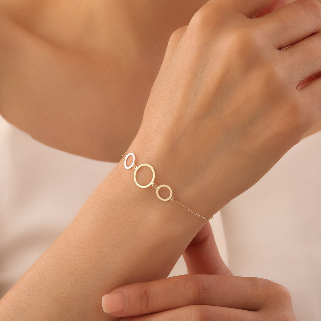 DREI-RINGE-KETTEN-ARMKETTE | 14K GOLD