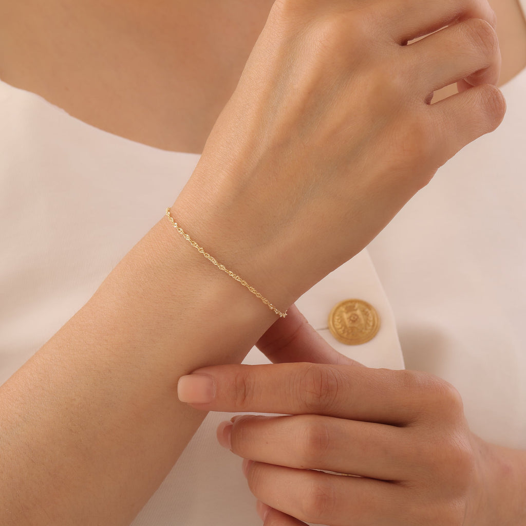 ELEGANTE GEDREHTE SPIRAL-KETTE ARMKETTE | 14K GOLD