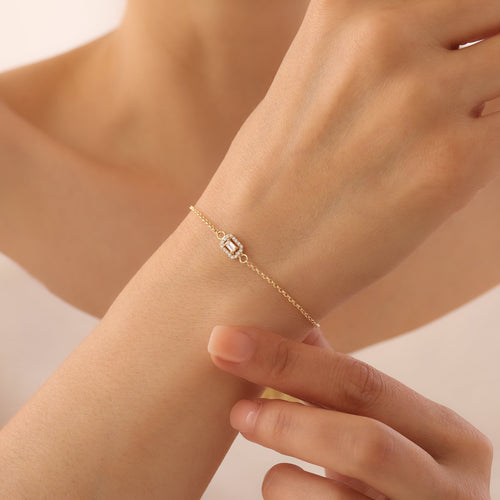 BAGUETTE-ARMBAND MIT ZIRKONIA-STEINEN ARMKETTE | 14K GOLD