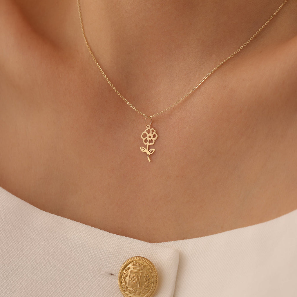 MINIMAL ELEGANTE BLUME ANHÄNGER | 14K GOLD