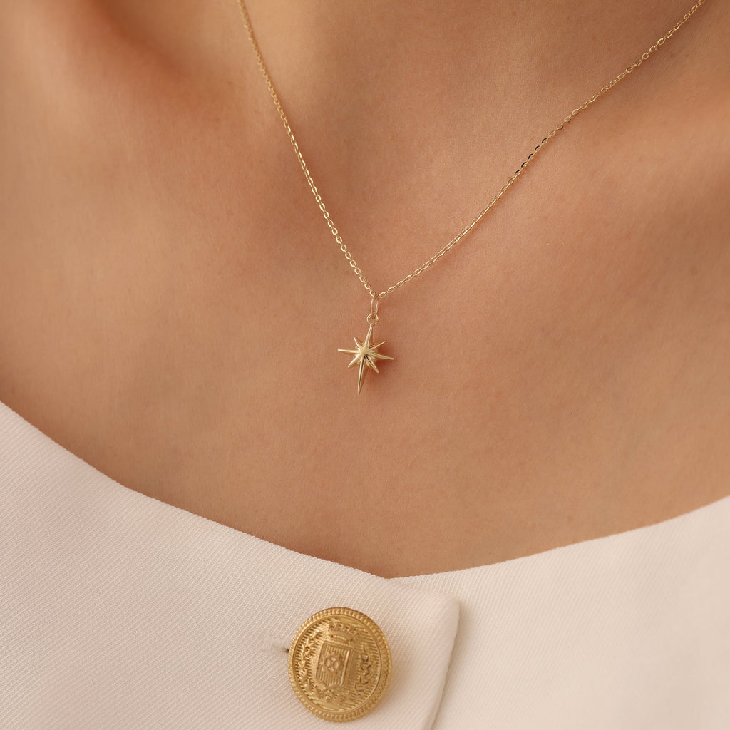 MINIMAL ORIENTIERENDER POLARSTERN ANHÄNGER | 14K GOLD