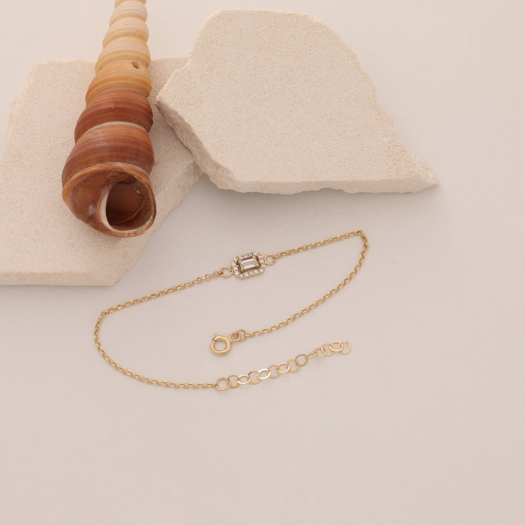 BAGUETTE-ARMBAND MIT ZIRKONIA-STEINEN ARMKETTE | 14K GOLD
