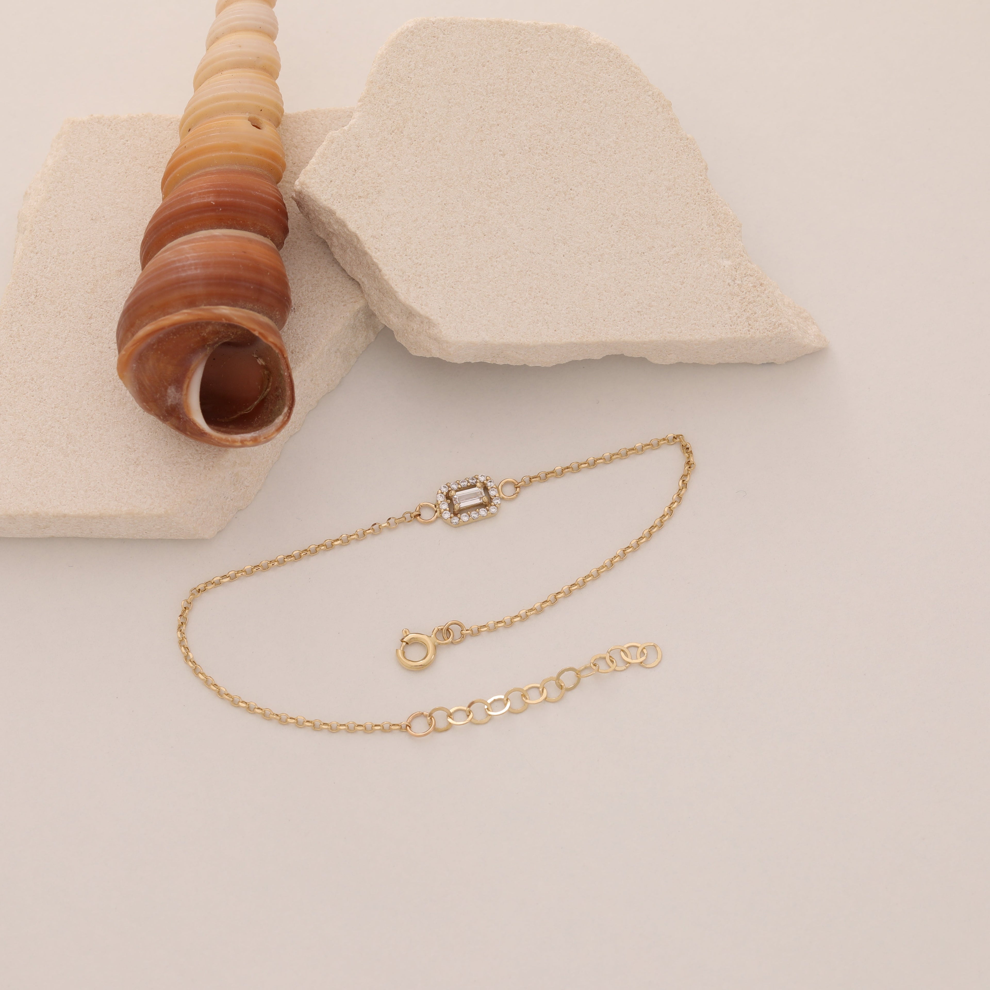 BAGUETTE-ARMBAND MIT ZIRKONIA-STEINEN ARMKETTE | 14K GOLD