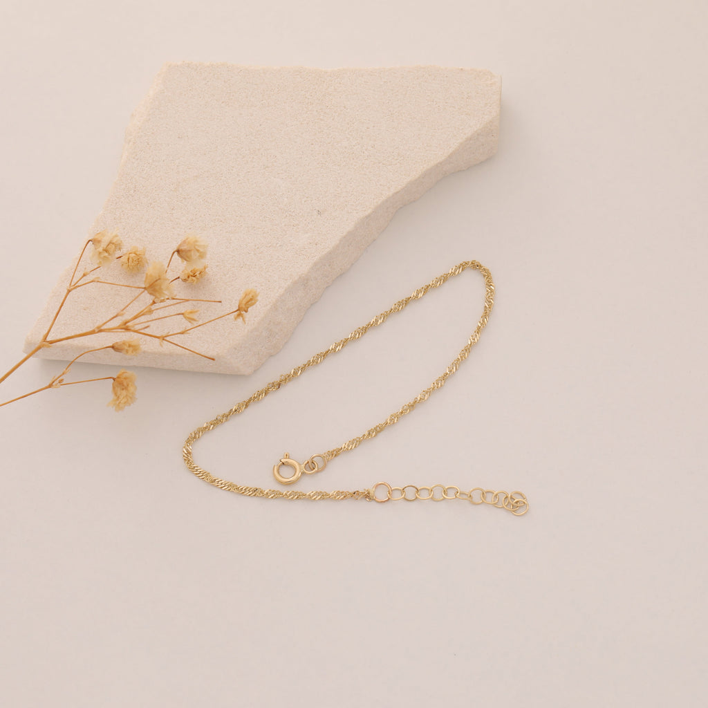 ELEGANTE GEDREHTE SPIRAL-KETTE ARMKETTE | 14K GOLD