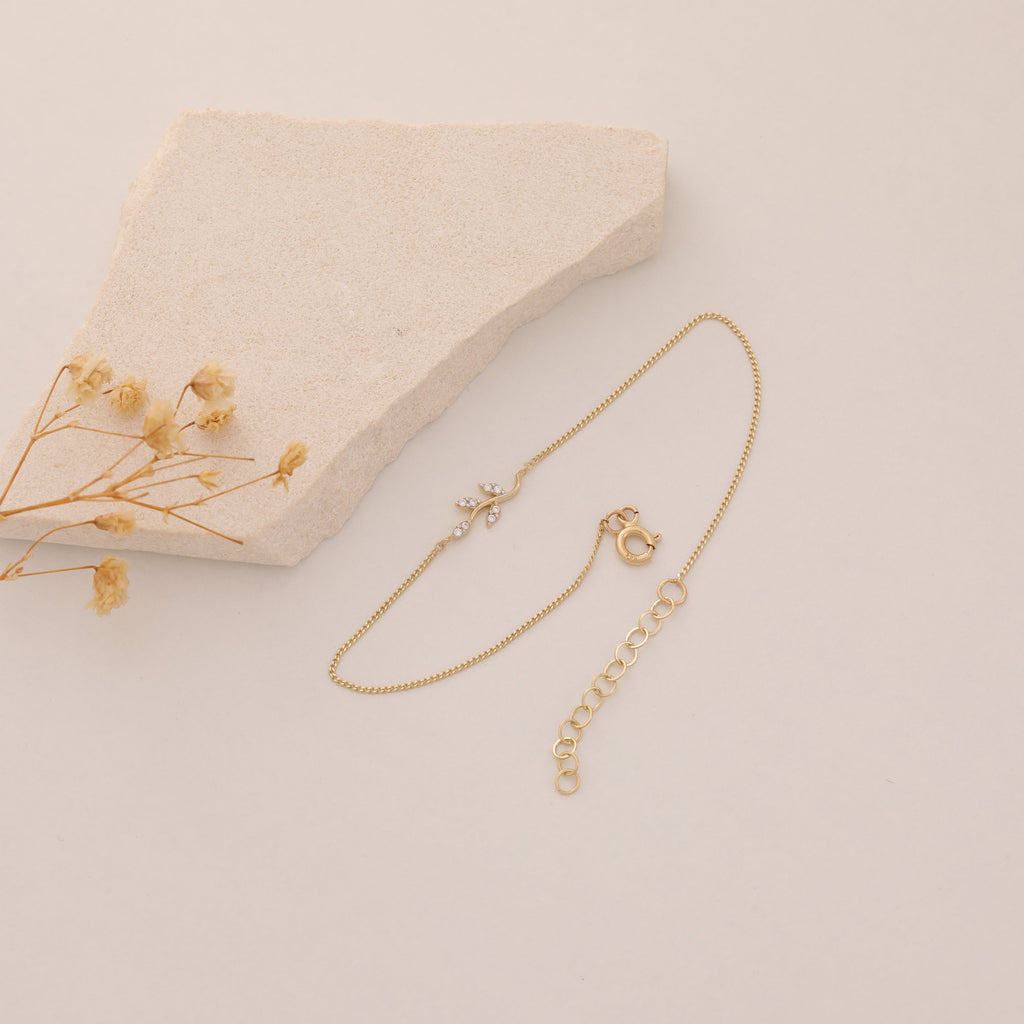 ZIRKONSTEIN TRIEBZWEIG ELEGANT ARMKETTE | 14K GOLD
