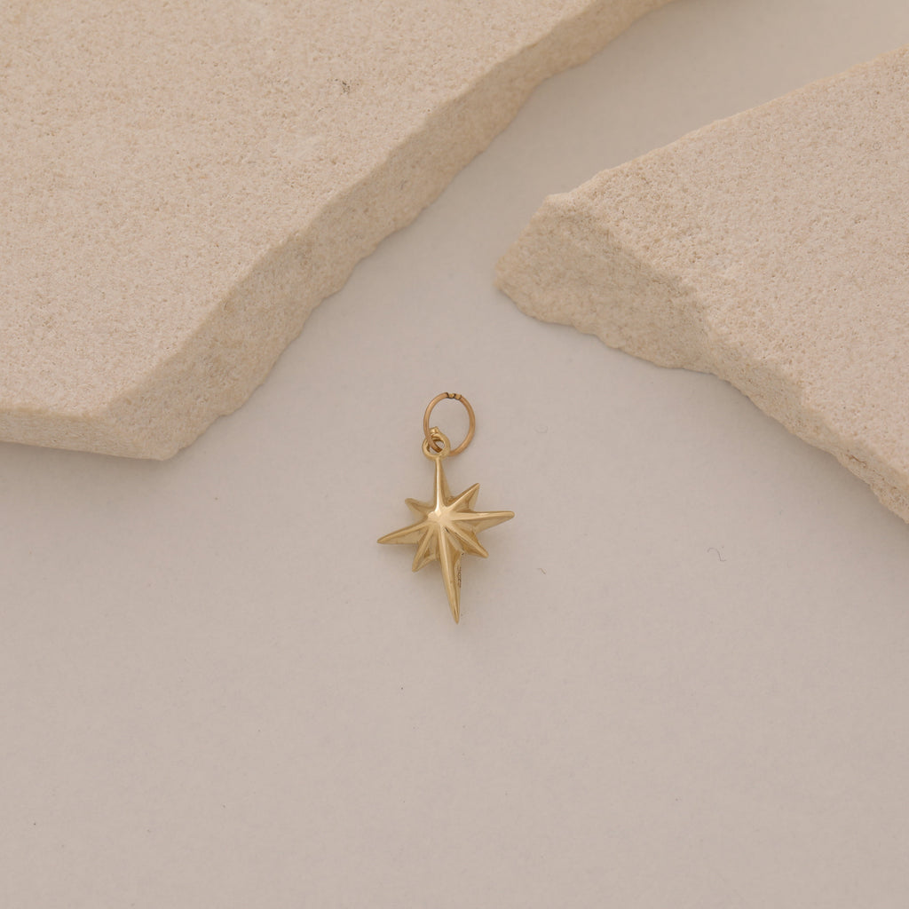 MINIMAL ORIENTIERENDER POLARSTERN ANHÄNGER | 14K GOLD